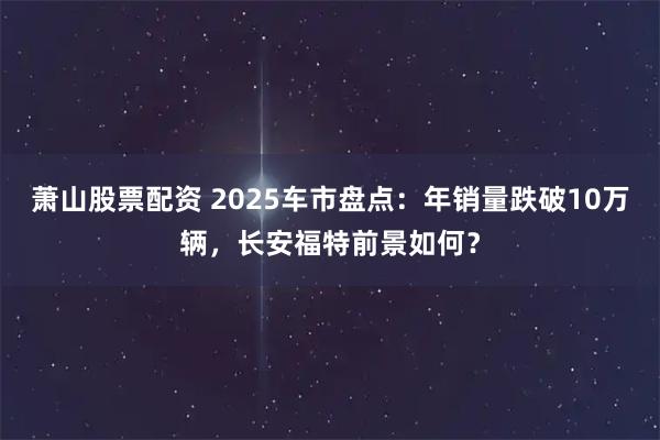 萧山股票配资 2025车市盘点：年销量跌破10万辆，长安福特前景如何？